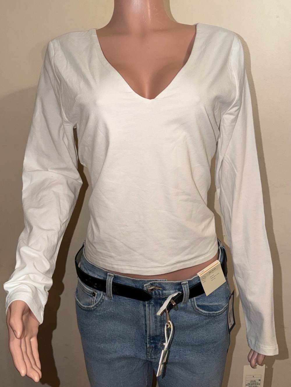 a new day White V-Neck Long Sleeve Tee